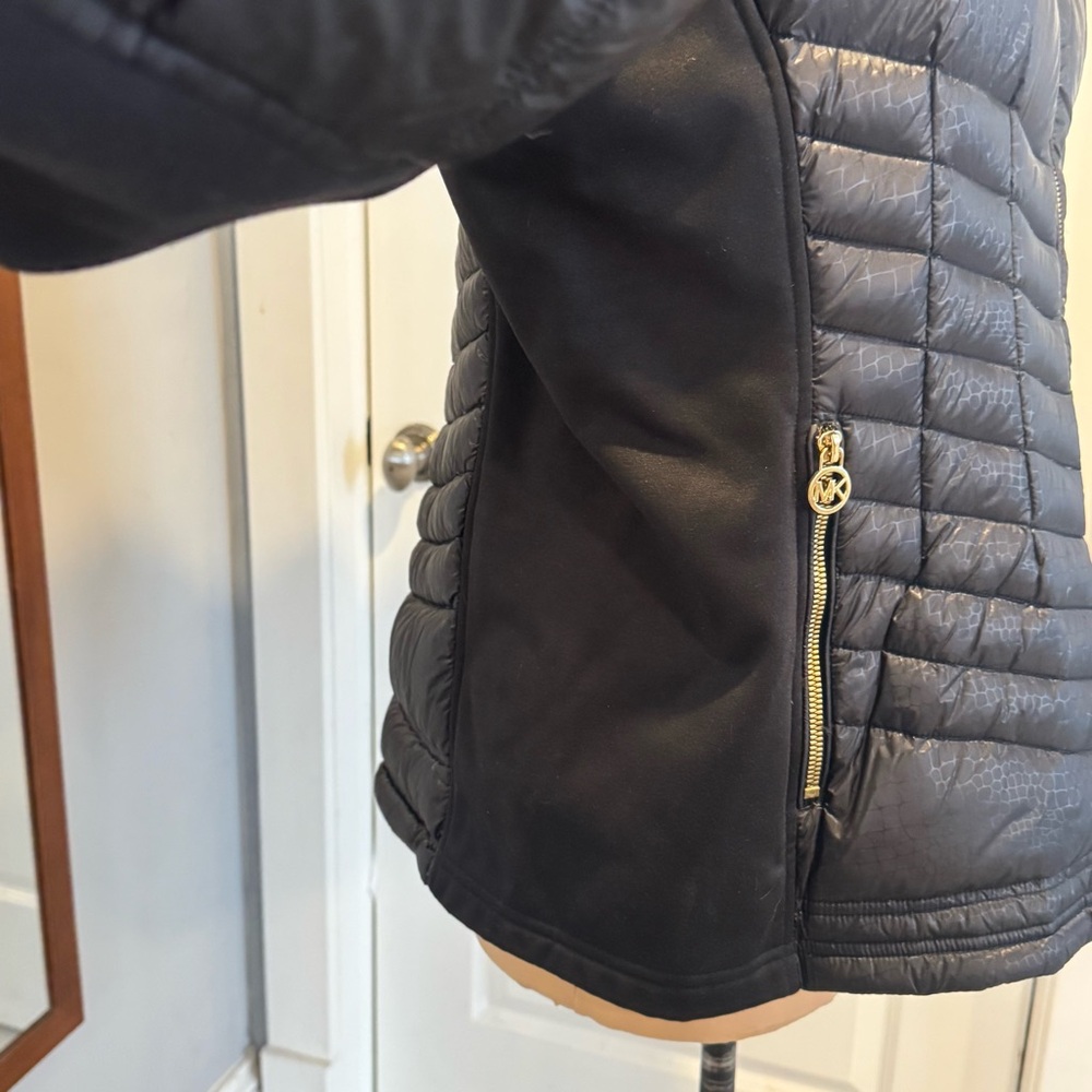 Michael Kors, black down puffer, parka fur lined hood coat jacket, XL - Picture 5 of 15